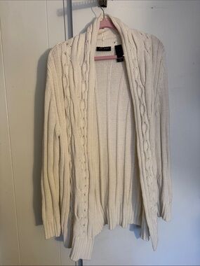 Axcess Cream Cable-Knit Open Cardigan
